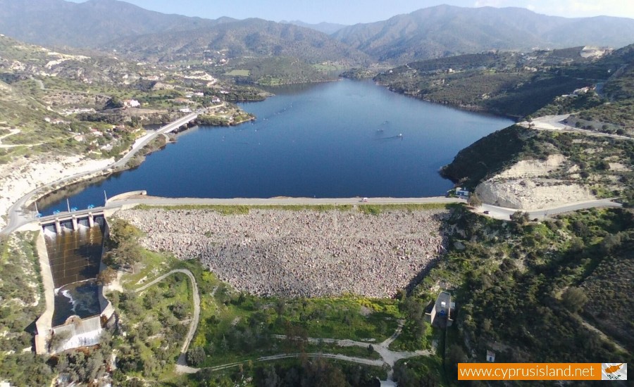 Germasogeia Dam aerial front view